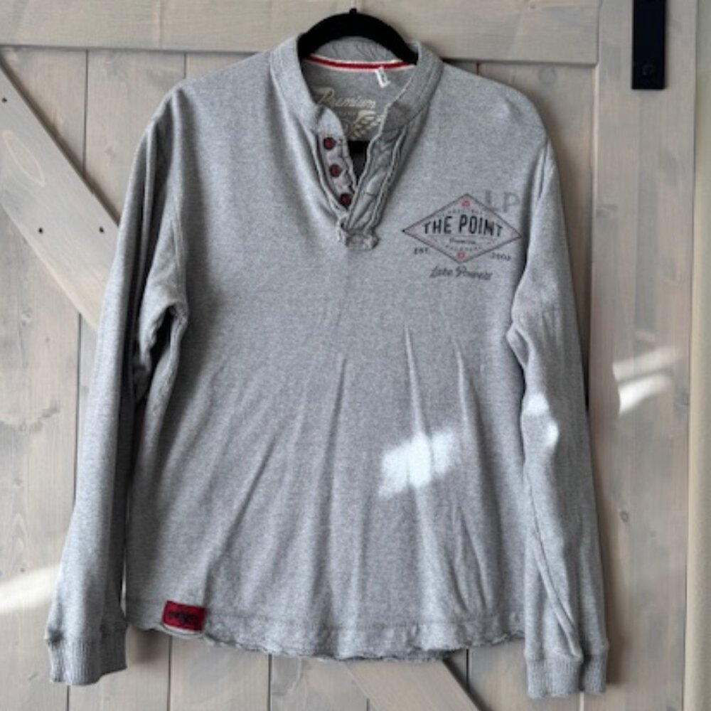 Premium 51 Lake Powell Henley Shirt Lived In Style Gray LS Mens Size L EUC